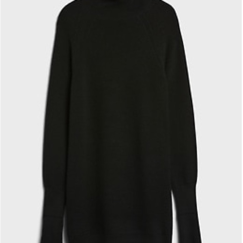 Banana Republic Women's Black Turtleneck Merino Wool Sweater Dress